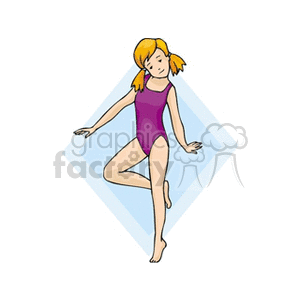 A little girl dancing in a purple leotard clipart. Commercial use image # 158889