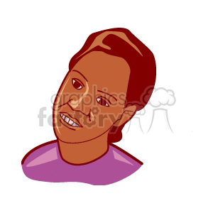 Dark skinned girl in a purple shirt with her head tilted clipart. Commercial use image # 158923