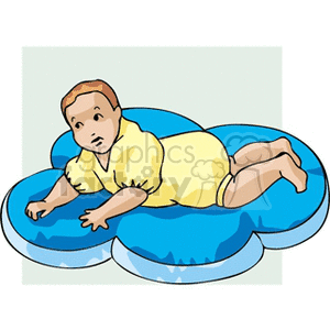 A baby laying on a puffy mat clipart. Commercial use image # 159056