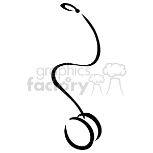 The image shows a simple line art of a yoyo, which is a toy consisting of an axle connected to two disks and a length of string looped around the axle.