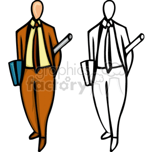 Architect carrying a draft and briefcase  clipart.