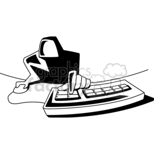 Black and white outline of a man typing  clipart. Royalty-free image # 159422