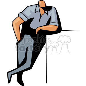 clipart - Man leaning against a wall.