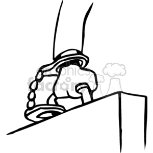 Black and white outline of a handcuffed briefcase clipart. Commercial use image # 159436