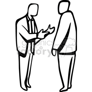 clipart - Black and white men discussing.