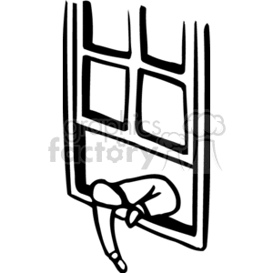 Black and white man looking out a window clipart.