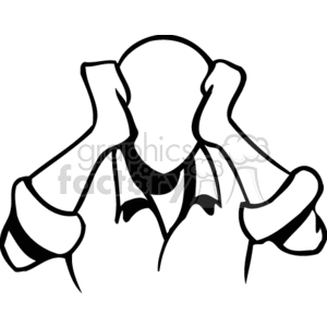 clipart - Black and white man with hands on his face.