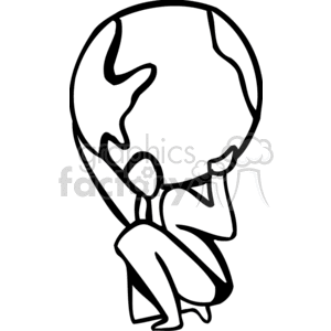 Black and white man carrying the world on his shoulders clipart. Royalty-free image # 159462