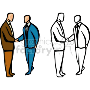 clipart - Two gentlemen shaking hands.