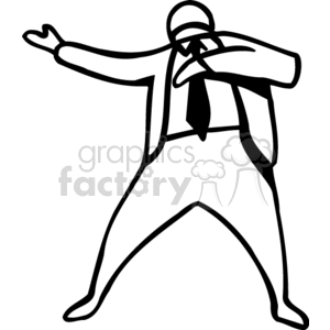 clipart - Black and white man holding his arm out .