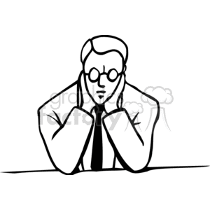 Black and white man pondering clipart. Royalty-free image # 159486