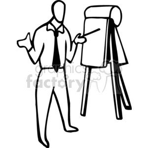 clipart - Black and white man explaining at a meeting.