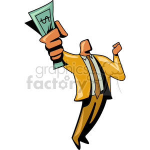 clipart - Man holding money in his hand.