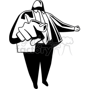 Black and white man pointing at you clipart.