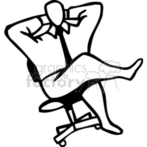 Black and white man leaning in an office chair clipart. Commercial use image # 159530