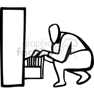 Black and white man filing documents  clipart.