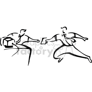 Black and white men handing a document quickly clipart. Royalty-free image # 159542