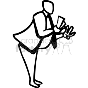 clipart - Black and white man holding money and bargaining .