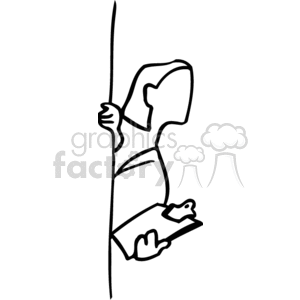 A Female Nurse Peaking in a Door clipart. Commercial use image # 159554