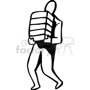 Black and white man carrying a bunch of books clipart. Royalty-free image # 159558