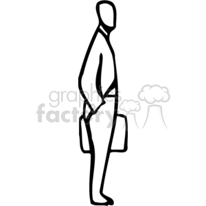 standing man briefcase suit work jacket hand in pocket wait BBA0268.gif Clip Art People Occupations looking worker business tie black white vinyl-ready 