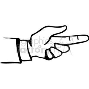 Black and white hand pointing to the right clipart. Royalty-free image # 159574