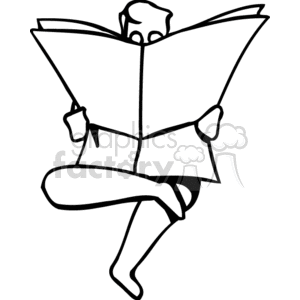 Black and white man sitting with his legs crossed reading a newspaper clipart. Royalty-free image # 159578