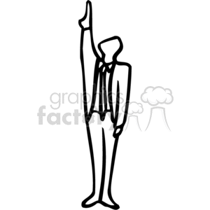 Black and white man standing pointing up at the sky clipart. Commercial use image # 159592
