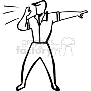 clipart - Black and white coach yelling.