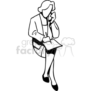 Black and white woman taking notes on the phone  clipart. Royalty-free image # 159610