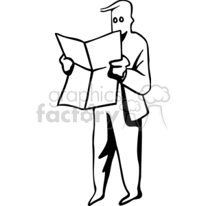 A man Holding and Reading a Newspaper clipart. Royalty-free image # 159616