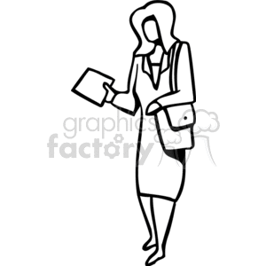 Black and white woman handing over a document  clipart. Royalty-free image # 159618