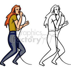 Cartoon woman singer clipart. Commercial use image # 159626