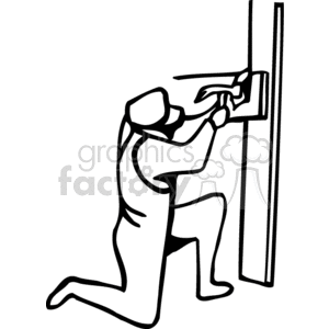 Black and white man using a wood planer  clipart. Royalty-free image # 159642