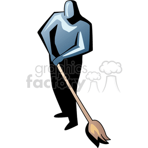 Cartoon janitor with a mop clipart.