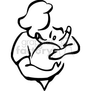 Black and white woman coddling a baby clipart. Commercial use image # 159652