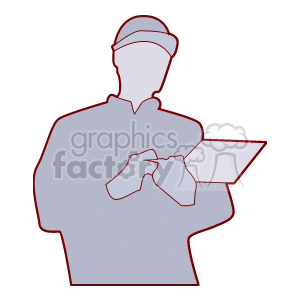 Male silhouette of a construction worker clipart.