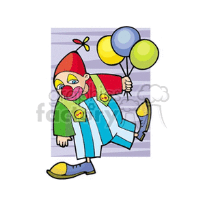 Silly clown holding three balloons clipart. Commercial use image # 160019