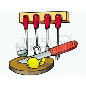 knife cutting lemon clipart. Royalty-free image # 160459