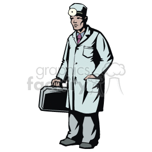 Doctor holding a briecase clipart. Commercial use image # 160576