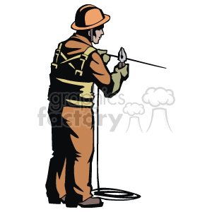 electrical worker wearing a hard hat clipart. Royalty-free image # 160578