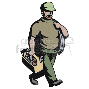 plumber with his toolbox  clipart. Royalty-free image # 160616