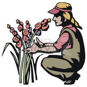 Woman caring for flowers clipart. Royalty-free image # 160622