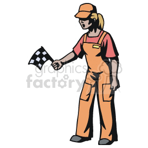 Race car checkered flag girl clipart. Royalty-free image # 160630