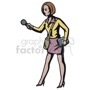 Woman reporter clipart.