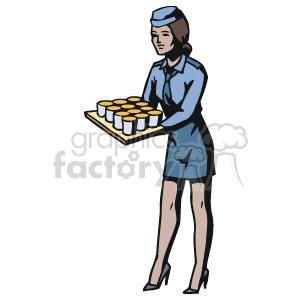 clipart - Fight attendant serving.