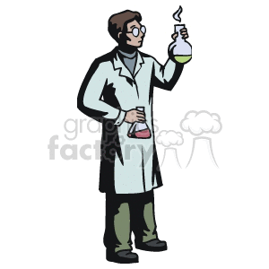 Scientist holding a beaker clipart.