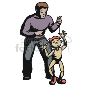Male ventriloquist with a puppet clipart. Commercial use image # 160652