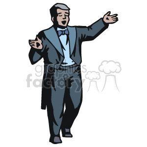 Guy in tuxedo singing opera clipart. Royalty-free image # 160654