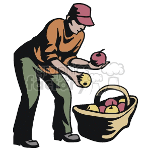 Person filling a basket with apples clipart. Commercial use image # 160662